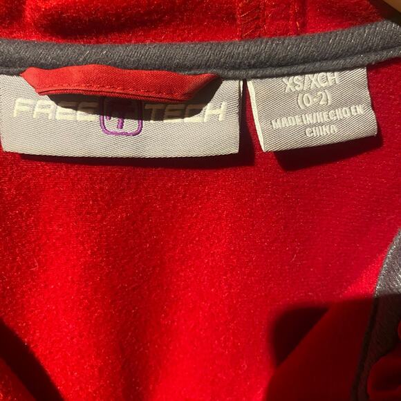 Utility Red rain jacket with hood XSmall 0-2 Free Tech Double Zipper Warm Cozy - Picture 3 of 6